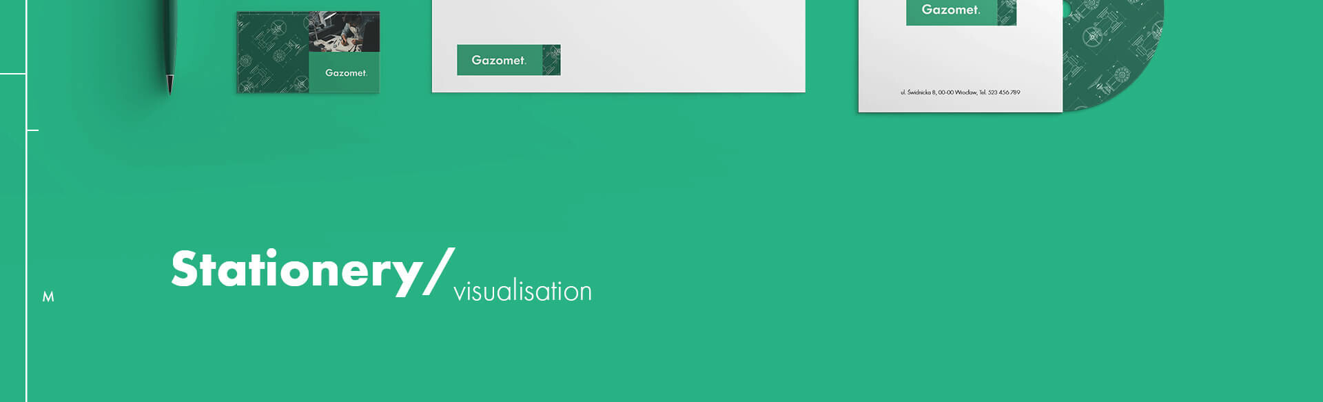 Stationery visualisation header on green background