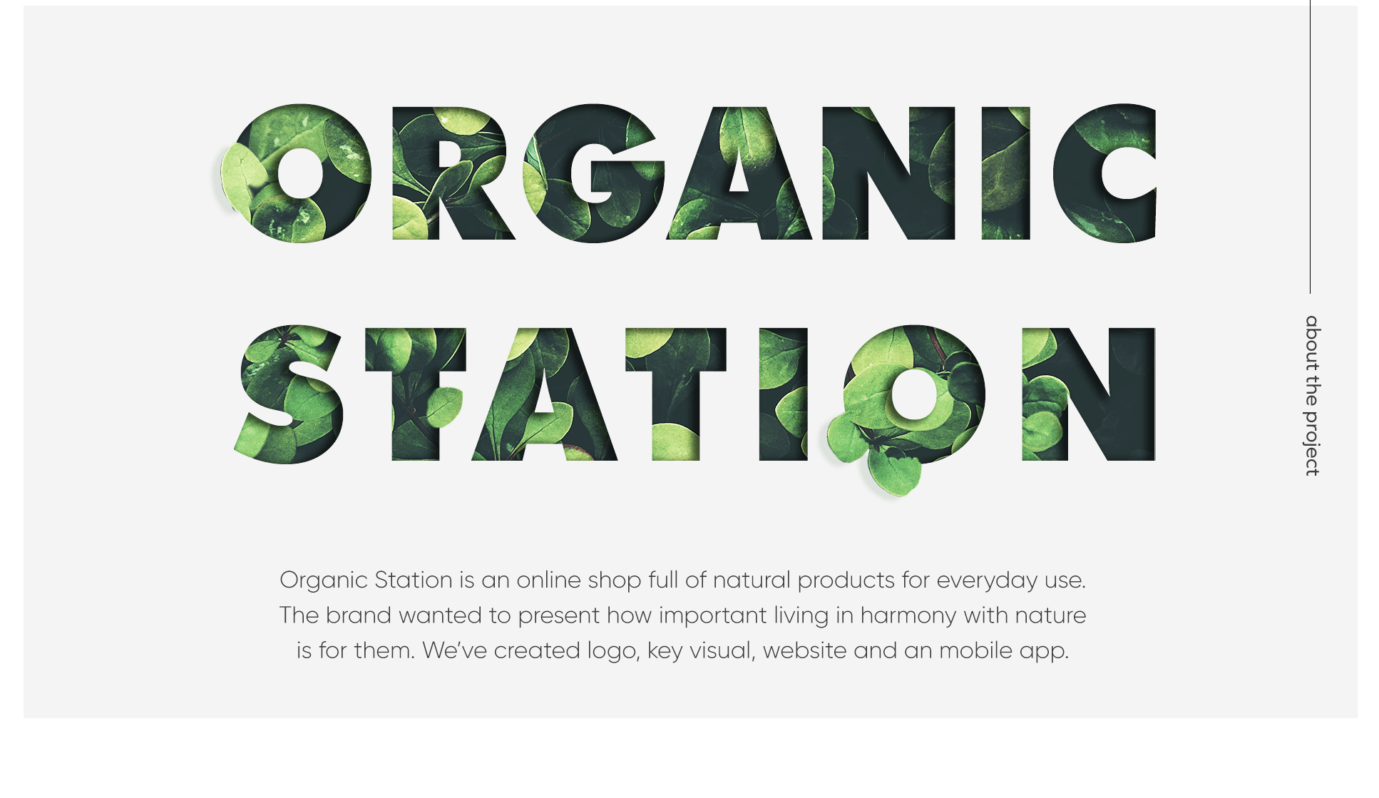 Organic Station logo and initial information about the project