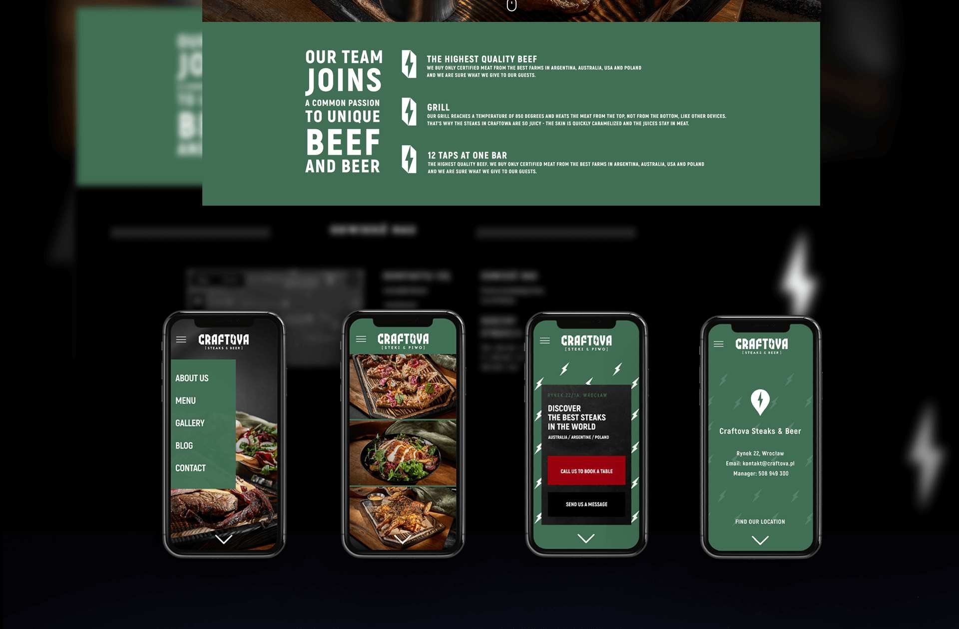 Craftova restaurant mobile page visualisation